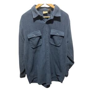 L. L. Bean Button Up Fleece Shirt Shacket Jacket Blue Warm Men's Size Large